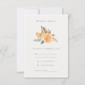 Minimal Orange Botanical Boho Wedding RSVP Karte (Vorderseite)