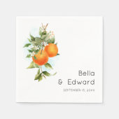 Minimal Orange Botanical Boho Wedding Serviette (Vorderseite)