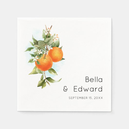 Minimal Orange Botanical Boho Wedding Serviette (Vorderseite)