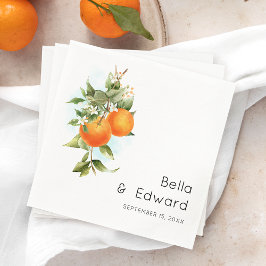 Minimal Orange Botanical Boho Wedding Serviette