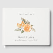 Minimal Orange Botanische Leafy Boho Babydusche Gästebuch (Vorderseite)