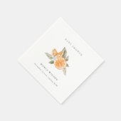 Minimal Orange Botanische Leafy Boho Babydusche Serviette (Ecke)