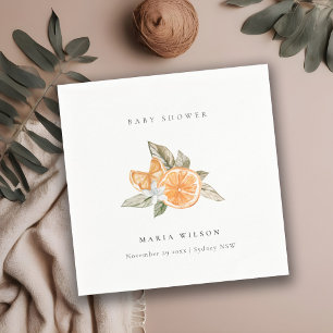 Minimal Orange Botanische Leafy Boho Babydusche Serviette