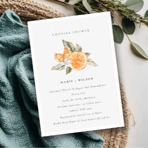 Minimal Orange Botanische Paare Dusche einladen Dankeskarte