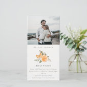 Minimal Orange Fauna Foto Brautparty laden Dankeskarte (Stehend Vorderseite)