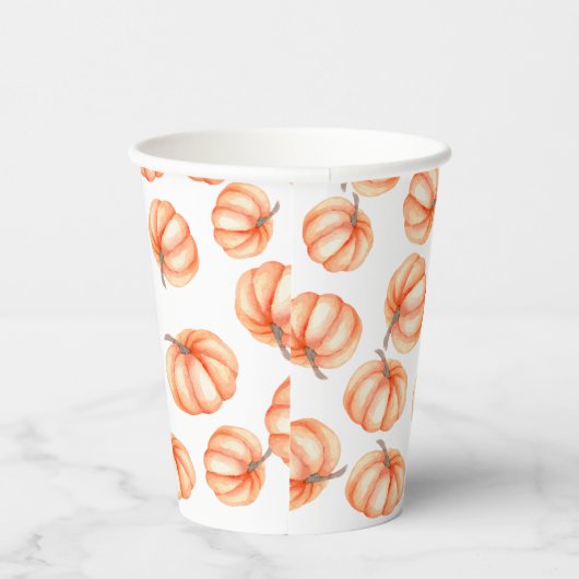 Minimal Orange Pumpkin Wasserfarbe Halloween Fall Pappbecher (Rechts)