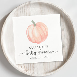 Minimal Orange Pumpkin Watercolor Babydusche Serviette