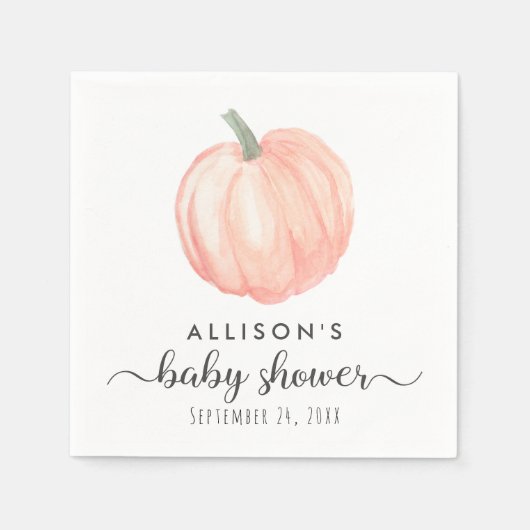 Minimal Orange Pumpkin Watercolor Babydusche Serviette (Vorderseite)