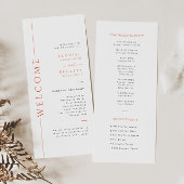 Minimal Orange Typografy Wedding Program Card