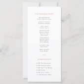 Minimal Orange Typografy Wedding Program Card (Rückseite)