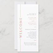 Minimal Orange Typografy Wedding Program Card (Vorderseite)