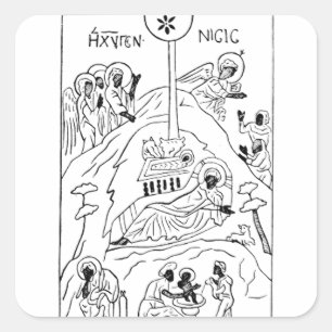 Minimal-Orthodoxe Krippe Quadratischer Aufkleber