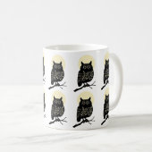 Minimal Owl Mug Black And White Forest Animal Moon Kaffeetasse (VorderseiteRechts)