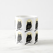 Minimal Owl Mug Black And White Forest Animal Moon Kaffeetasse (Mittel)