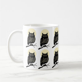 Minimal Owl Mug Black And White Forest Animal Moon Kaffeetasse