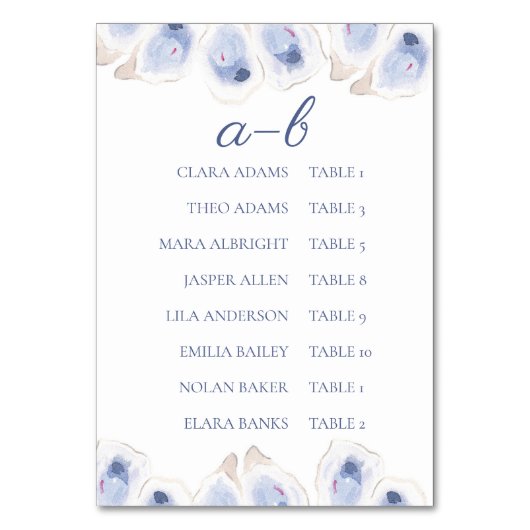 Minimal Oyster Wedding Seating Chart Card Tischnummer (Vorderseite)