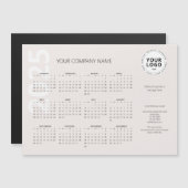 Minimal Pale Blush Creme Business Calendar 2025 Magnetkarte (Vorne/Hinten)