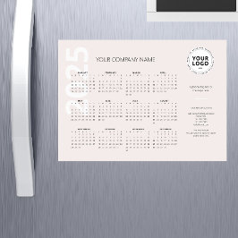Minimal Pale Blush Creme Business Calendar 2025 Magnetkarte
