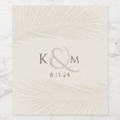 Minimal Palm Leaf Boho Wedding Weinetikett (Einzelnes Label)