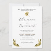 Minimal Palm Leaf Monogram Foto Wedding Einladung (Vorderseite)