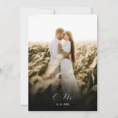 Minimal Palm Leaf Monogram Foto Wedding Einladung (Rückseite)