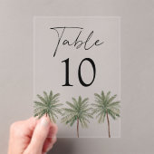 Minimal Palm Tree Acrylic Wedding Tischnummer (Insitu (Handheld))