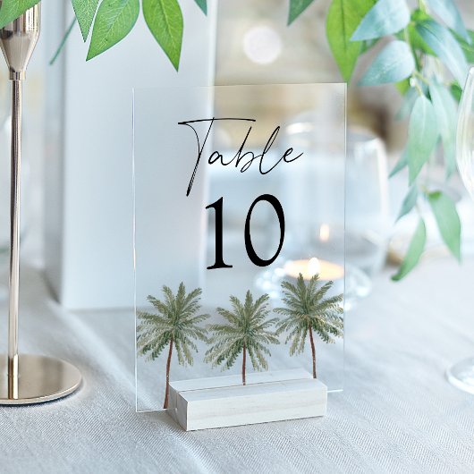Minimal Palm Tree Acrylic Wedding Tischnummer