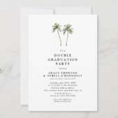 Minimal Palm Tree Double Graduation Party Einladung (Vorderseite)