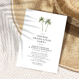 Minimal Palm Tree Double Graduation Party Einladung