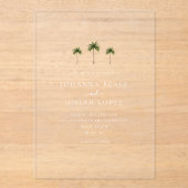 Minimal Palm Tree Elegante Hochzeit Acryleinladungen (Vorderseite)