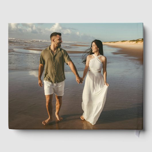 Minimal Palm Tree Foto Hochzeit Gästebuch (Rückseite)