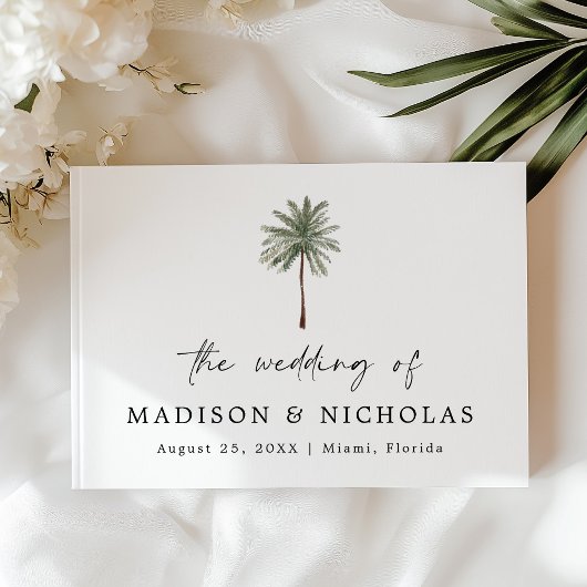 Minimal Palm Tree Foto Hochzeit Gästebuch