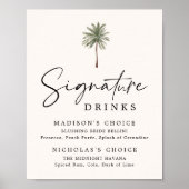 Minimal Palm Tree Ivory Wedding Signature Drinks Poster (Vorne)