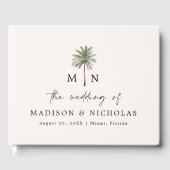 Minimal Palm Tree Monogram Foto Wedding Gästebuch (Vorderseite)