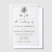 Minimal Palm Tree Monogram Wedding Pergament Einladungen (Versetzt)