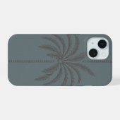 Minimal Palm Tree Pattern Blue Grey Tropical  iPhone 15 Hülle (Rückseite (Horizontal))
