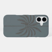 Minimal Palm Tree Pattern Blue Grey Tropical  iPhone 16 Hülle (Rückseite (Horizontal))