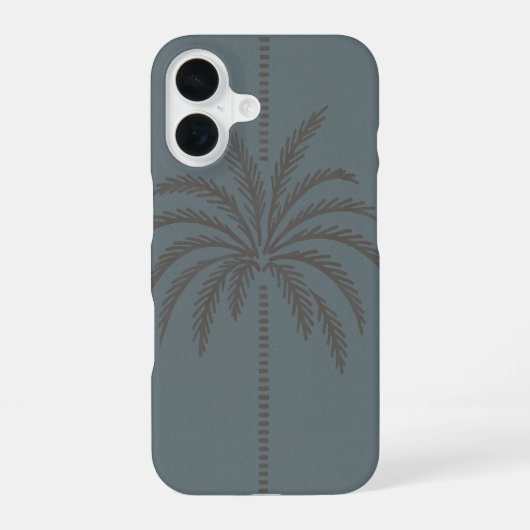 Minimal Palm Tree Pattern Blue Grey Tropical  iPhone 16 Hülle (Rückseite)