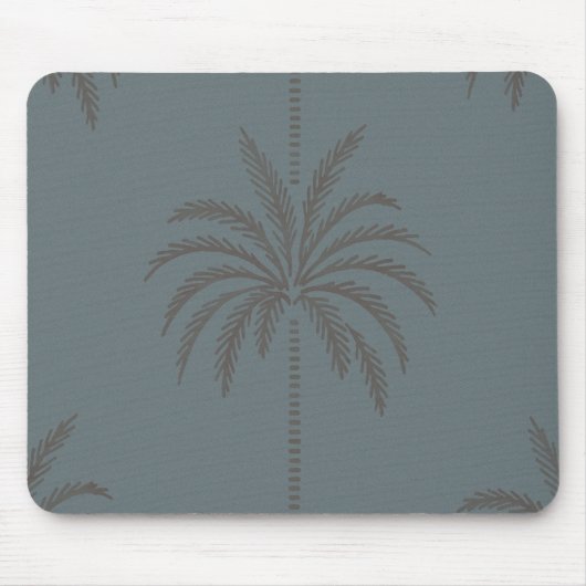 Minimal Palm Tree Pattern Blue Grey Tropical  Mousepad (Vorne)