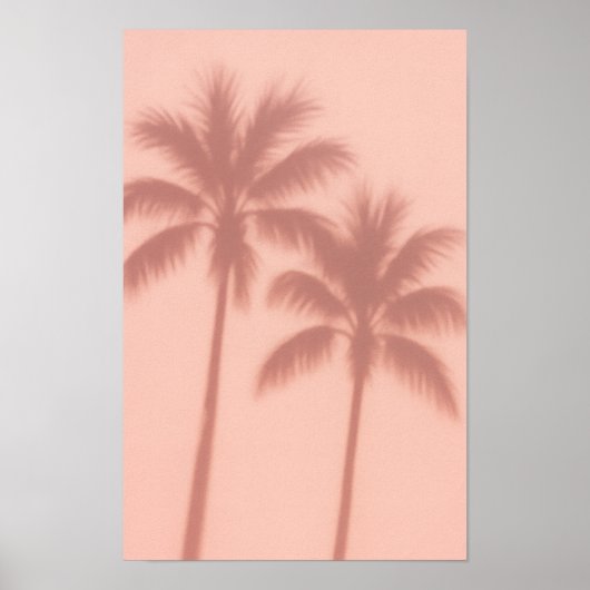Minimal Palm Tree Shadows – Soft Coral Aesthetic Poster (Vorne)