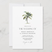 Minimal Palm Tree Tropical Beach Hochzeit Einladung (Vorderseite)