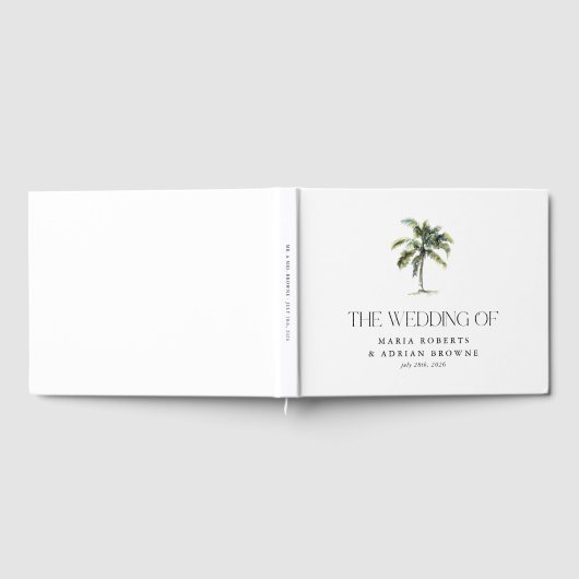 Minimal Palm Tree Tropical Beach Hochzeit Gästebuch (Voll)
