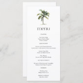 Minimal Palm Tree Tropical Beach Hochzeit Menükarte (Vorne/Hinten)