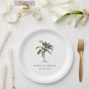 Minimal Palm Tree Tropical Beach Hochzeit Pappteller