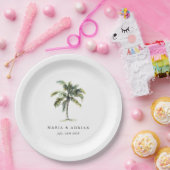 Minimal Palm Tree Tropical Beach Hochzeit Pappteller (Party)
