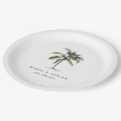 Minimal Palm Tree Tropical Beach Hochzeit Pappteller (Schrägansicht)