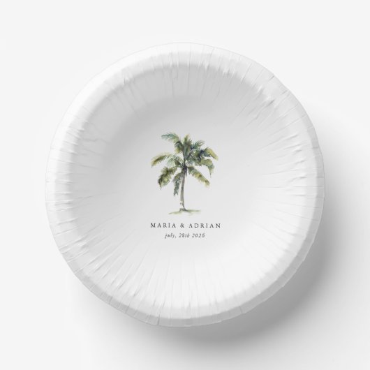 Minimal Palm Tree Tropical Beach Hochzeit Pappteller (Vorderseite)