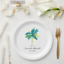 Minimal Palm Tree Tropical Beach Hochzeit Pappteller