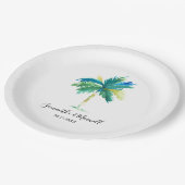 Minimal Palm Tree Tropical Beach Hochzeit Pappteller (Schrägansicht)