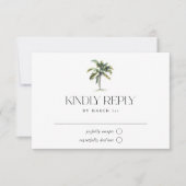 Minimal Palm Tree Tropical Beach Hochzeit RSVP Karte (Vorderseite)